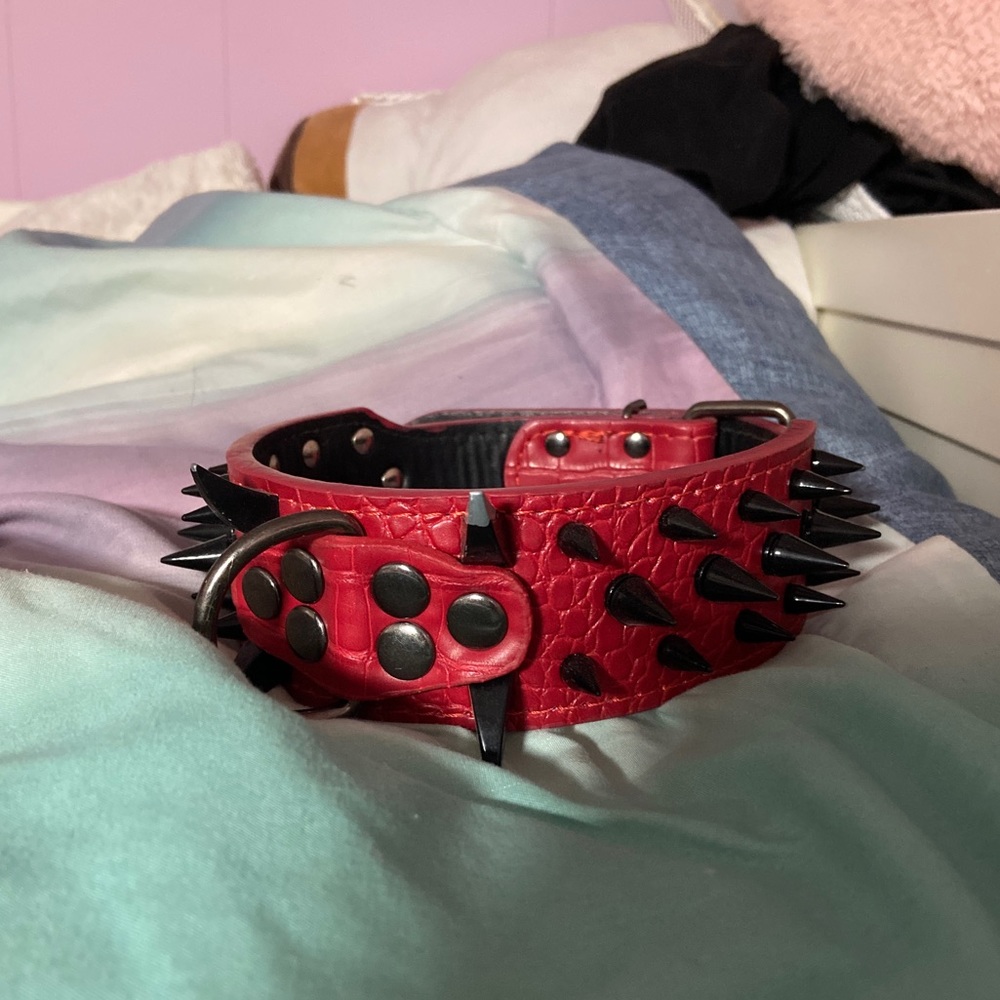 PU leather spike dog collar